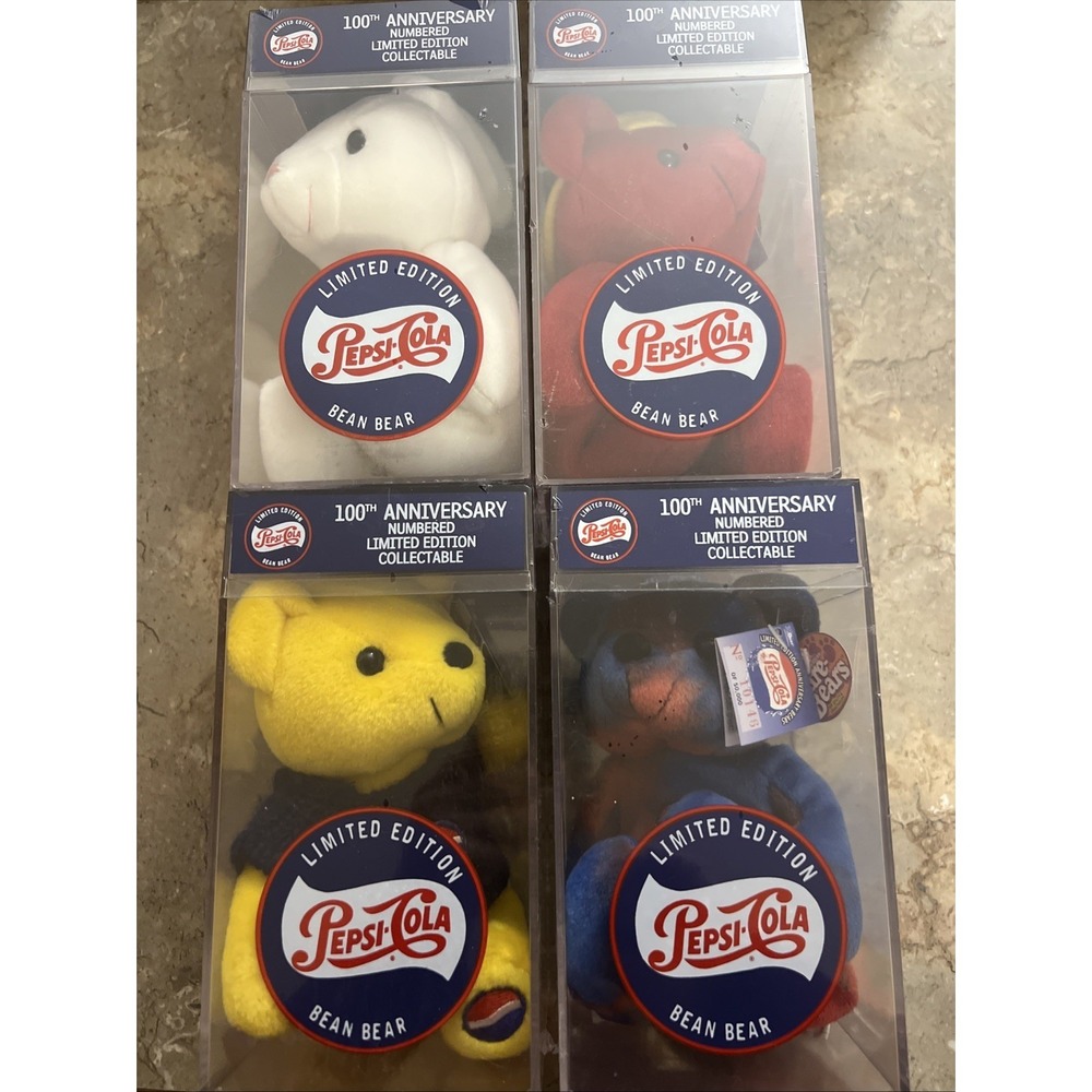 Set Of 4  COLLECTIBLE 1999 PEPSI-COLA THREE BEAN BEARS AND ONE BUNNY
